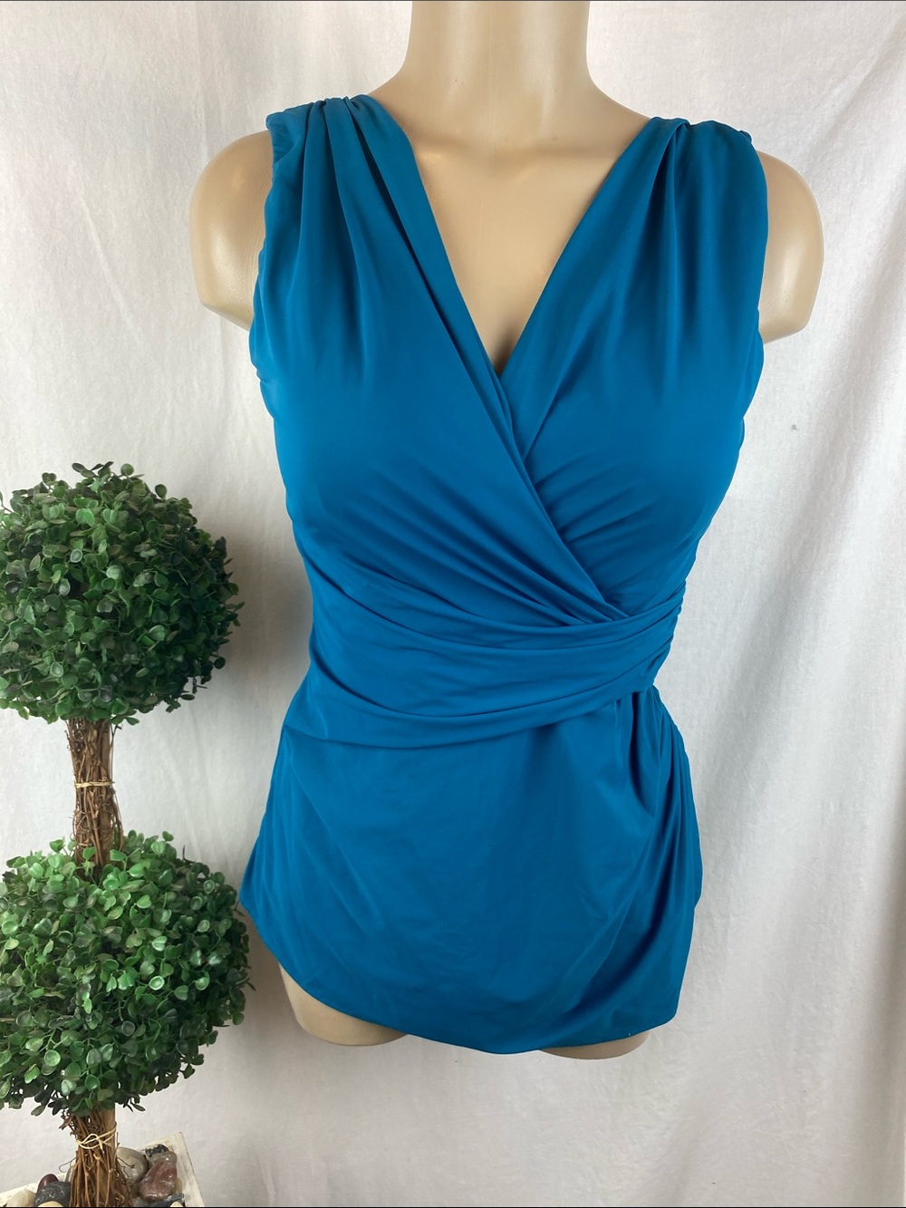 Land’s End Teal Blue 1 Piece Swim Bathing Suit 10